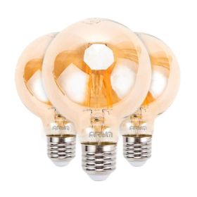 Lot of 3 LED Bulbs E27 G80 Amber Filament 6W