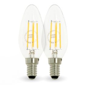 Set di 2 lampadine a LED a filamento di fiamma 4w eq. Base 40W E14