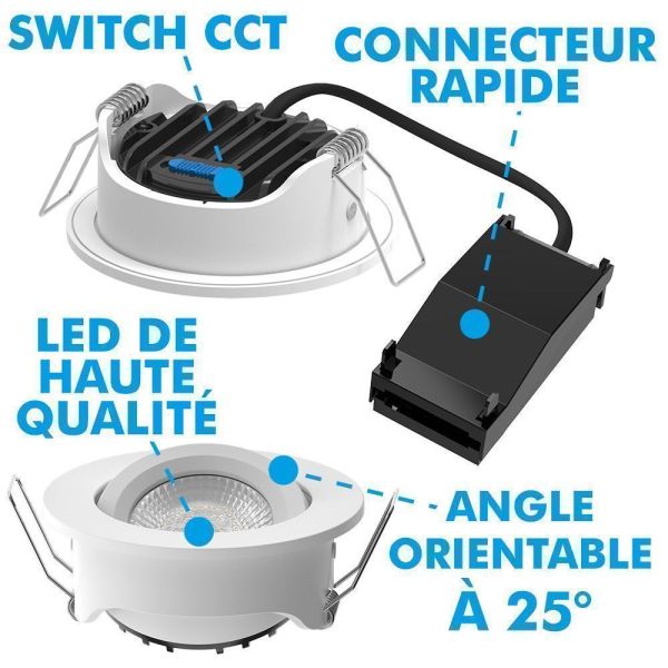 Foco LED empotrable orientable 5W RIZE CCT RT2020 IP65