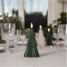 Fir LED candle 15cm green on batteries