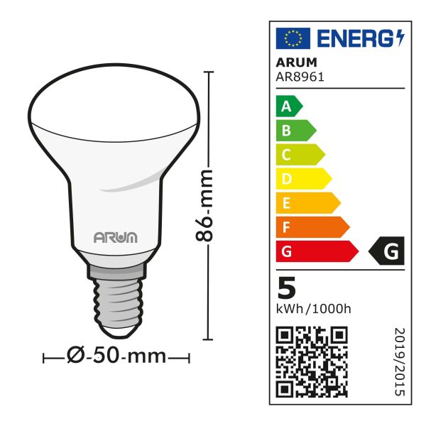 Set of 10 LED bulbs E14 R50 6W Eq 50W