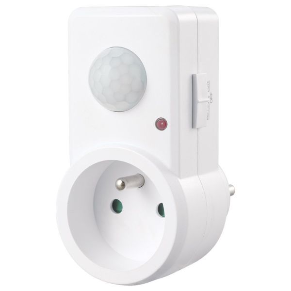 Mains motion detector on electrical outlet