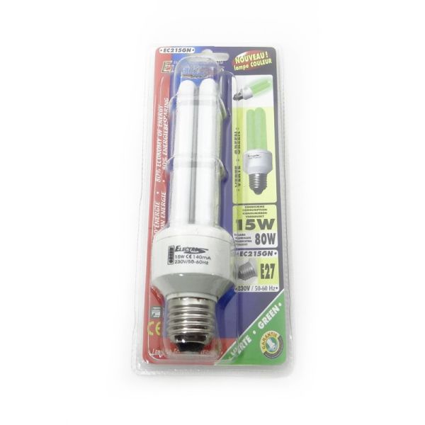 Ampoule Fluocompacte E27 15W Verte