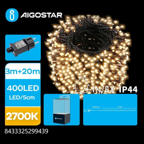 Light garland 400 LED 20 + 3 meters warm white sector