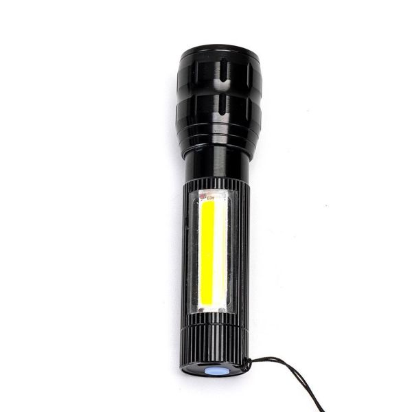 Wiederaufladbare Taschenlampe mit einstellbarem Fokus und Seitenlicht