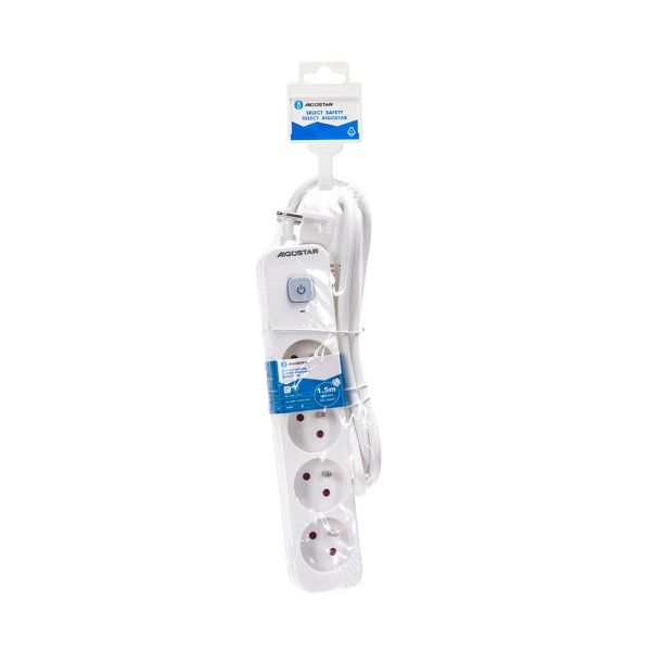 Power strip 4 sockets standard NF 1.5M white and gray