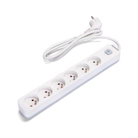 Power strip 6 sockets NF standard 1.5M white and gray