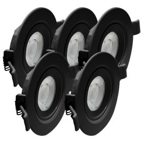 5 Focos empotrables LED ASTURIA Orientable negro 7W Eq. 75W