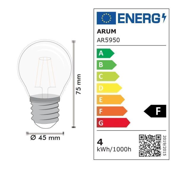 LED bulb E27 4W G45 (Golf ball) Eq 40W AMBER