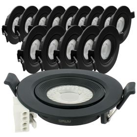 15 schwarze LED-Einbaustrahler ASTURIA, verstellbar, 7 W, Äq. 75W