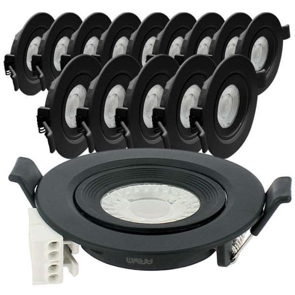 15 Black LED Recessed Spotlights ASTURIA Adjustable 7W Eq. 75W