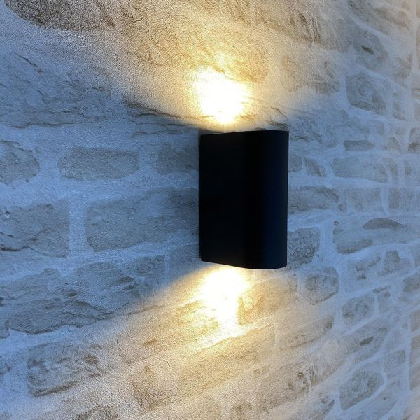 MONICA double beam outdoor black wall light GU10 IP54