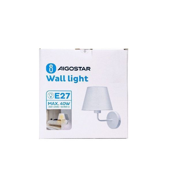 Lampada da parete con paralume bianco IP20 (senza lampadina) E27