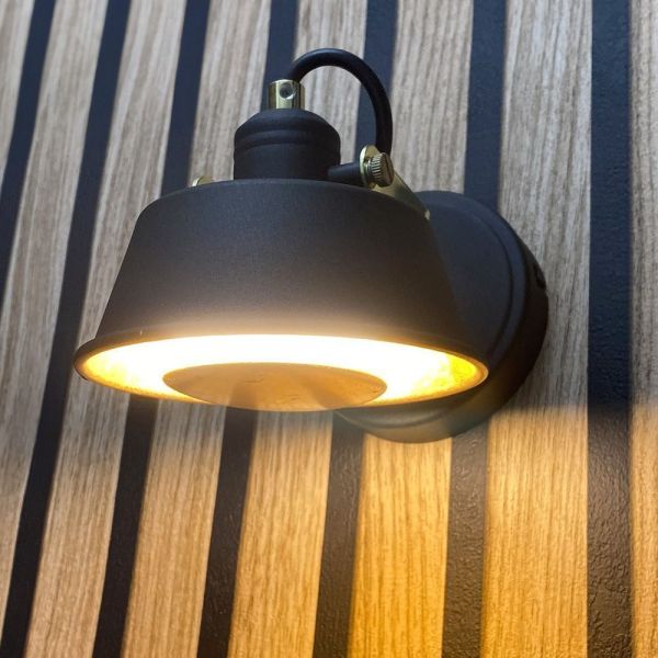 RIDLEY Black and Gold Wall Lamp with GU10 Warm White LED Bulb