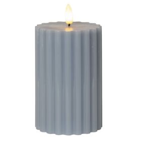 LED wax candle H15 cm on batteries with Timer - Gray Blue