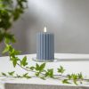 LED wax candle H15 cm on batteries with Timer - Gray Blue