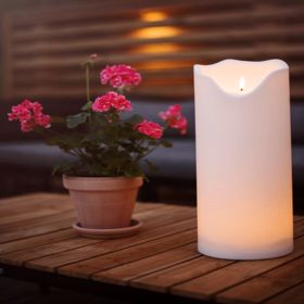 Large white LED candle H40cm on batteries Int/Ext