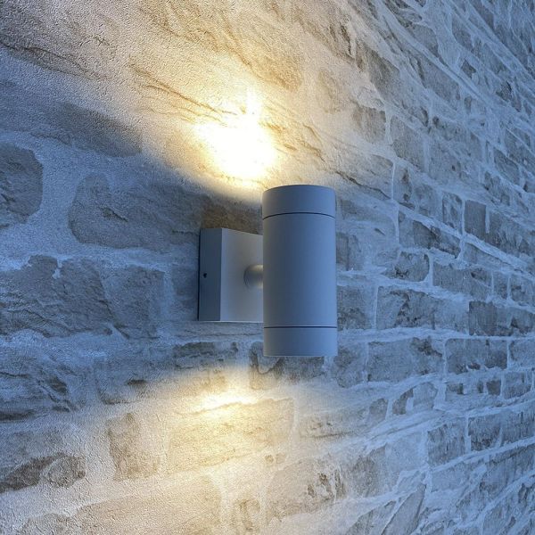 Set of 2 VENICE White Outdoor Double Beam Wall Lights with 4 GU10 5W LED Bulbs