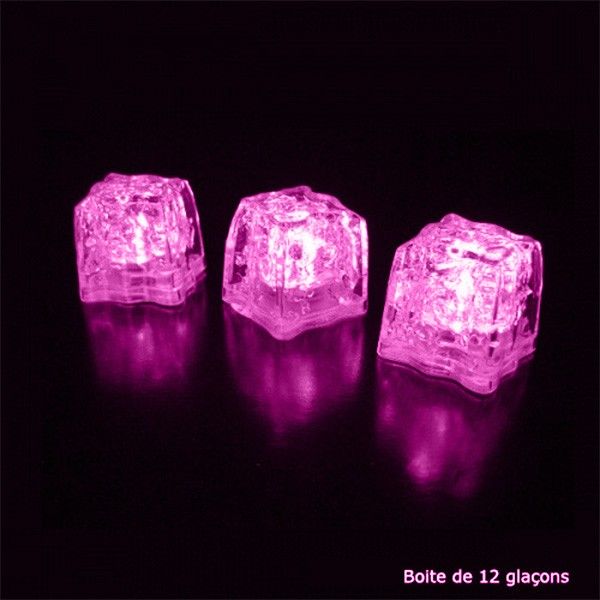 12 rosa LED beleuchtete Eiswürfel