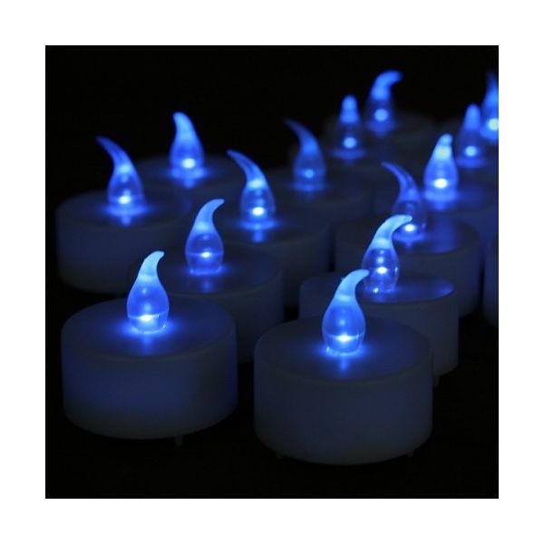 24 blaue geführte Kerzen Flammeneffekt