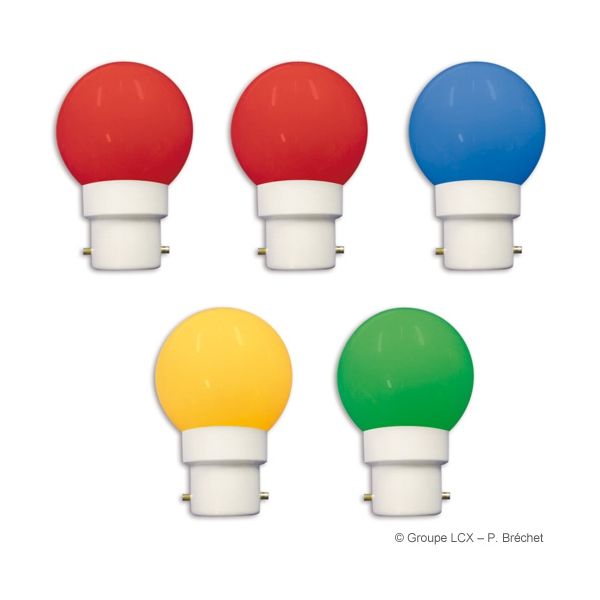 Blister mit 5 led-lampen B22 farben