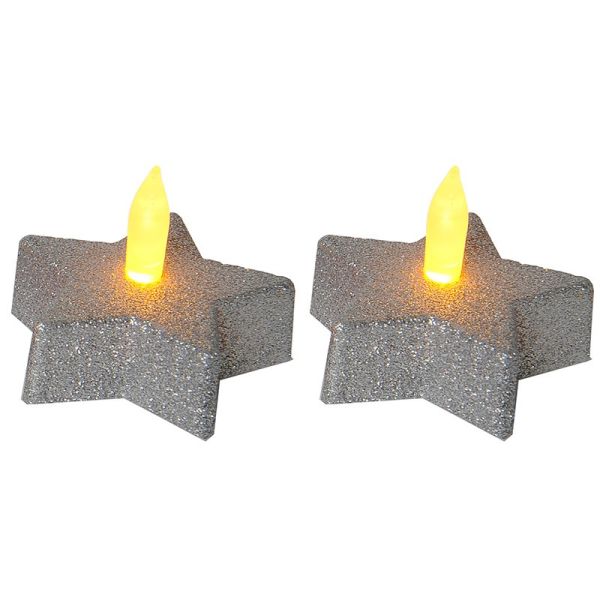 Set of 2 silver star candles