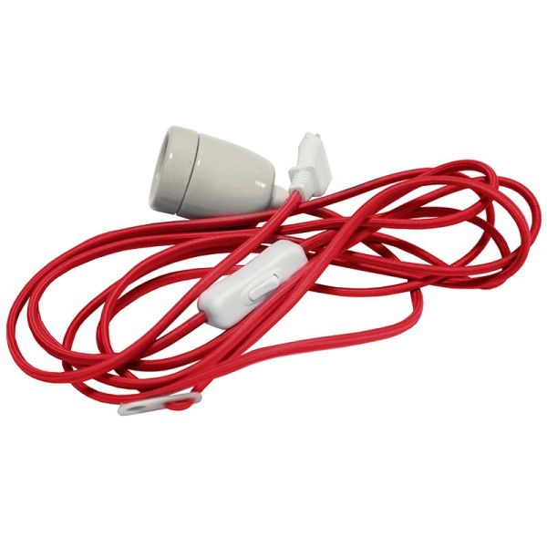 Rote kabel mit E27-fassung und stecker