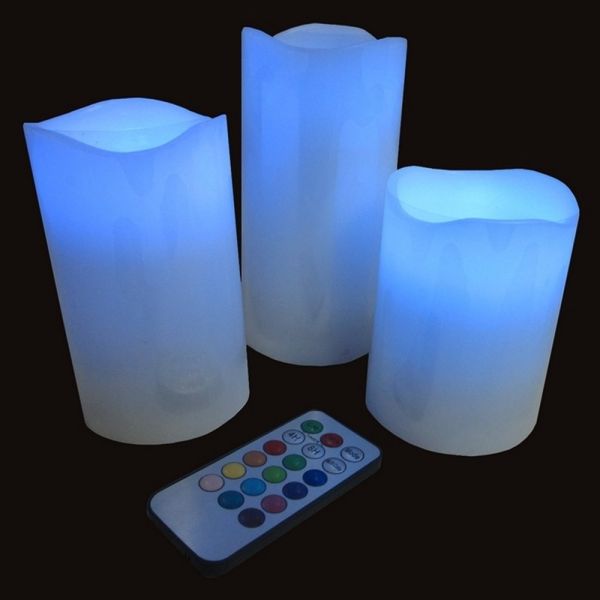 Pack of 3 Candles Wax LED + Remote control