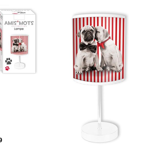 LAMPE CHIENS RAYURES ROUGES