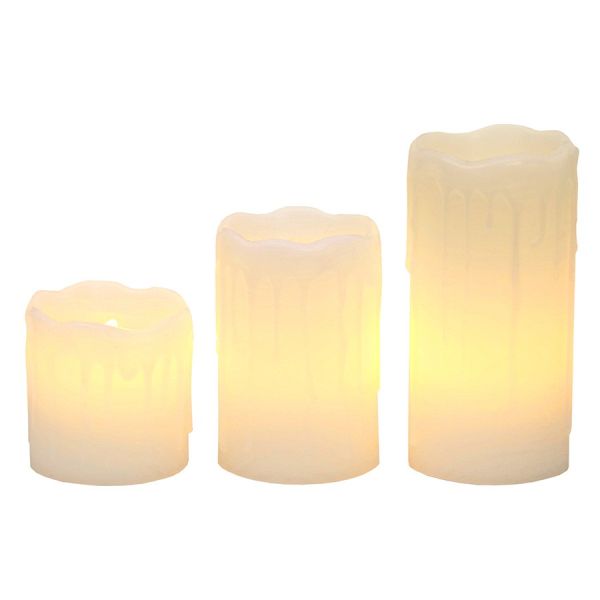 3 LED Candles wax drip