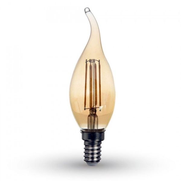 Ampoule E14 ambrée  LED Flamme filament 4W