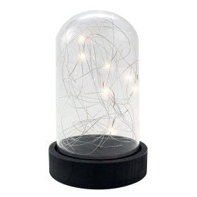 Cloche en verre micro LED 20cm Blanc chaud à piles