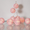 String of 10 paper lanterns pink LED