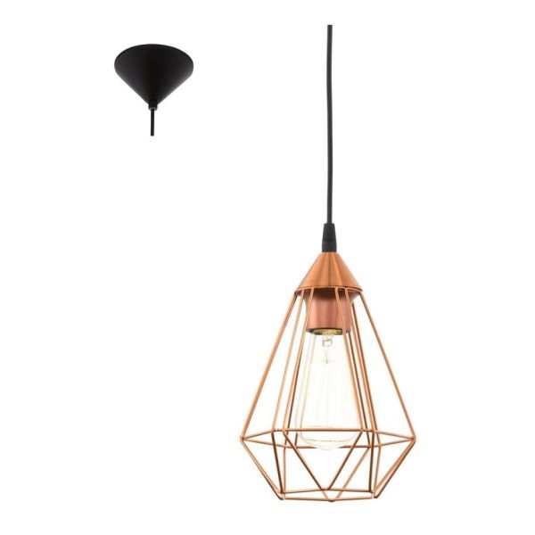 Suspension in metal copper wired Tarbes Eglo