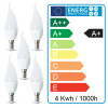 5 pcs - Ampoule LED E14 Flamme 4W Blanc chaud