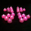 24 Fushia Led Candles Pink Flame Effect