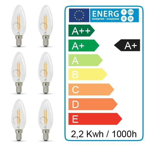 Lot de 6 Ampoule LED E14 2.2W 250 Lumens