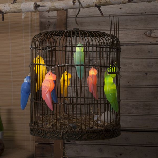 Lichterkette 10 bunten Papageien