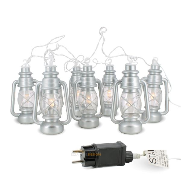 String of 8 lanterns colour STAINLESS steel IP44