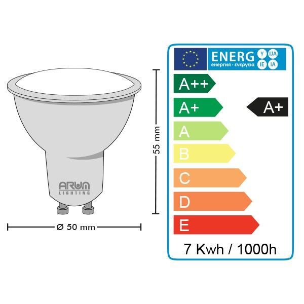 Foco LED GU10 7W eq 60W 120° Regulable