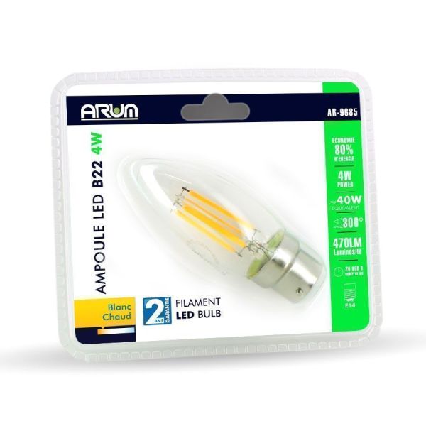 Ampoule LED B22 Standard Blanc-chaud Dépolie 40W X1 SIMPL