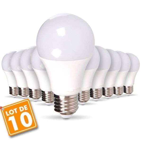 10 pcs pack - 10W AMPOULE LED A60 E27 Blanc naturel