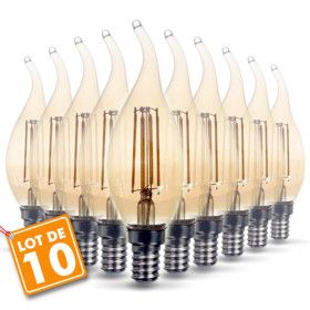 Lote de 10 bombillas E14 llama amber 4W