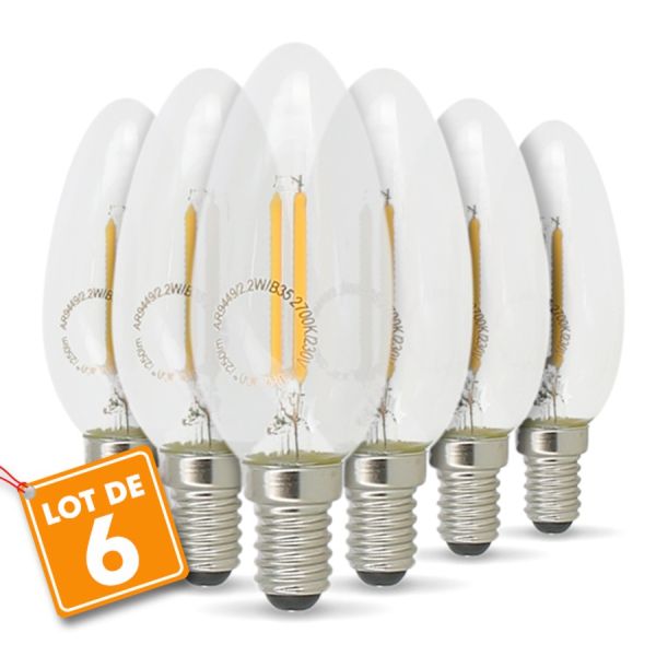 Lot de 6 Ampoule LED E14 2.2W 250 Lumens