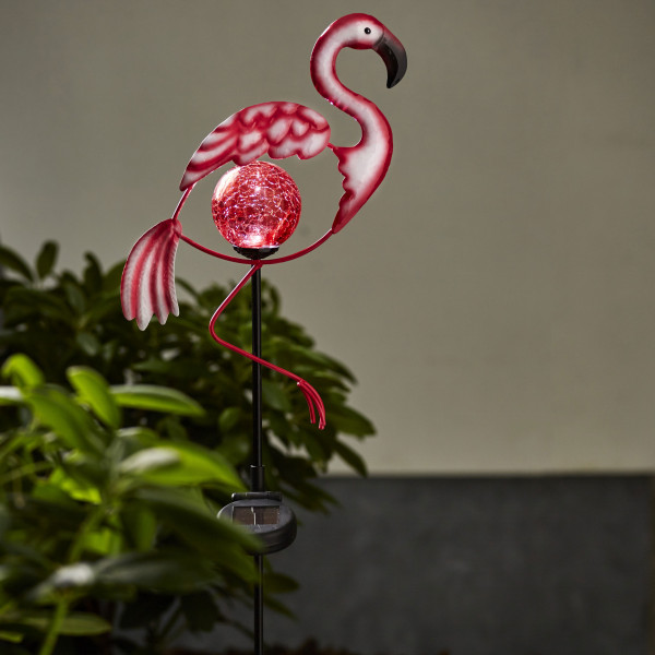 Flamant rose solaire LED